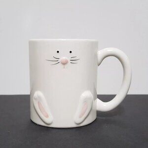 NEW RARE Whaline Pink and White Easter Bunny Mug 12 oz Ceramic